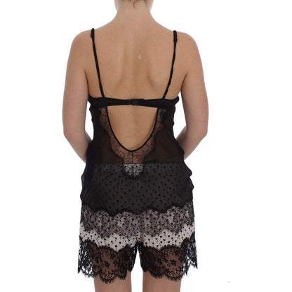 Dolce & Gabbana Black Silk Lace Babydoll Lingerie Top