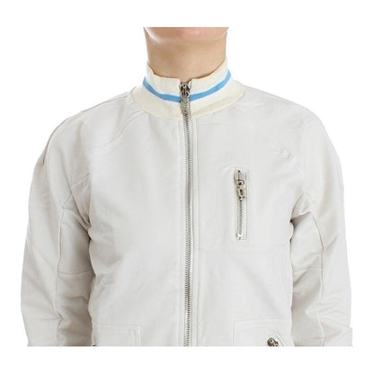 John Galliano White Mock Zip Cardigan Sweatshirt Sweater