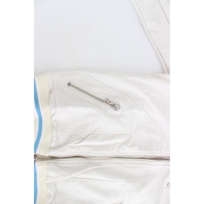 John Galliano White Mock Zip Cardigan Sweatshirt Sweater