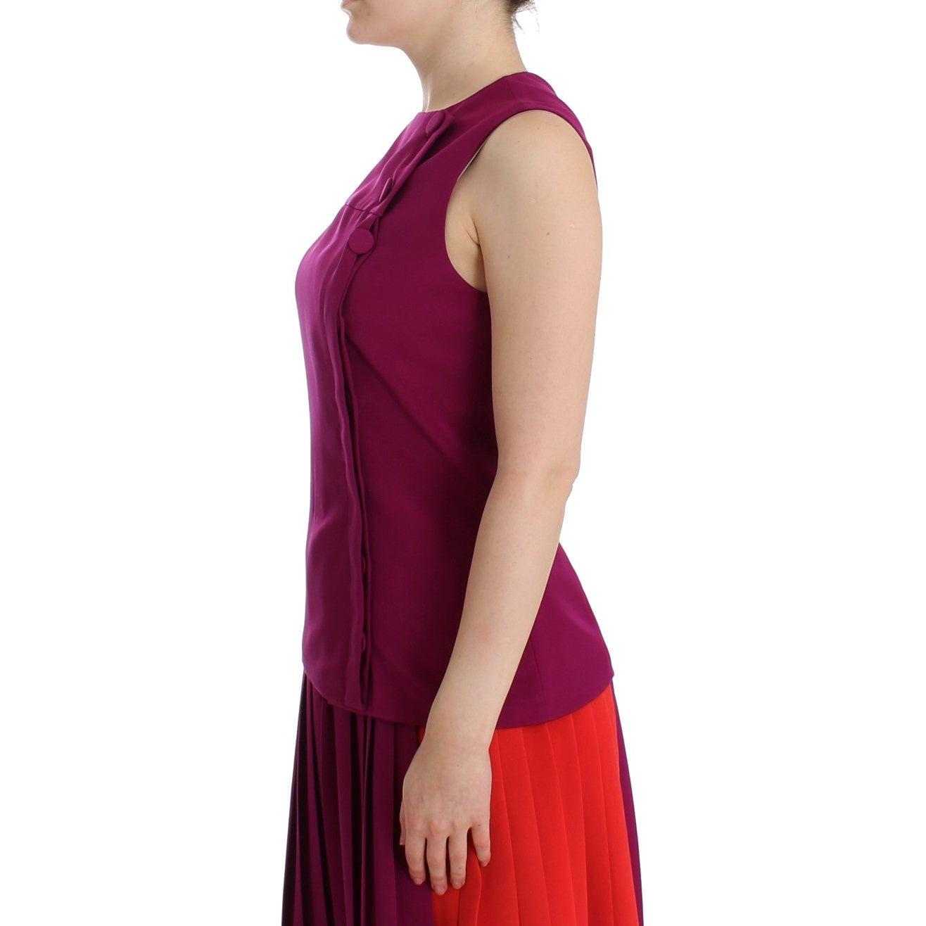 惊艳的紫色真丝无袖衬衫