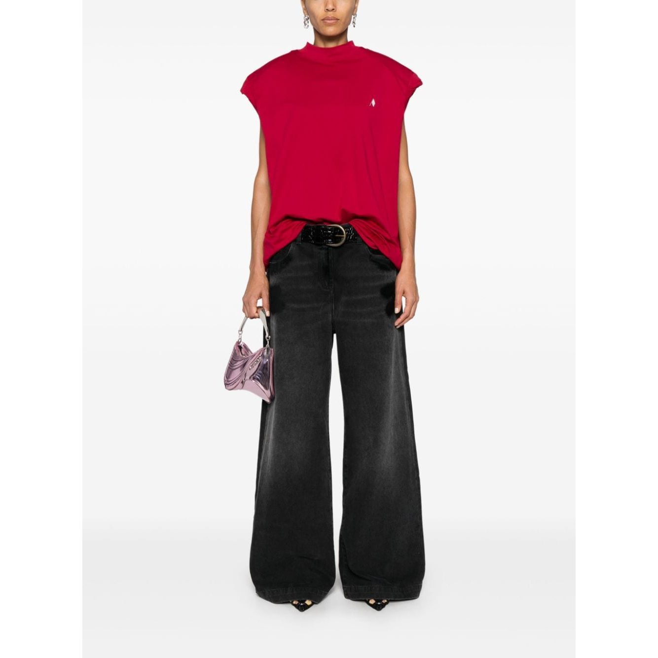 بنطلون جينز أتيكو المصنوع من قماش الدنيم القطني الأسود والممزق