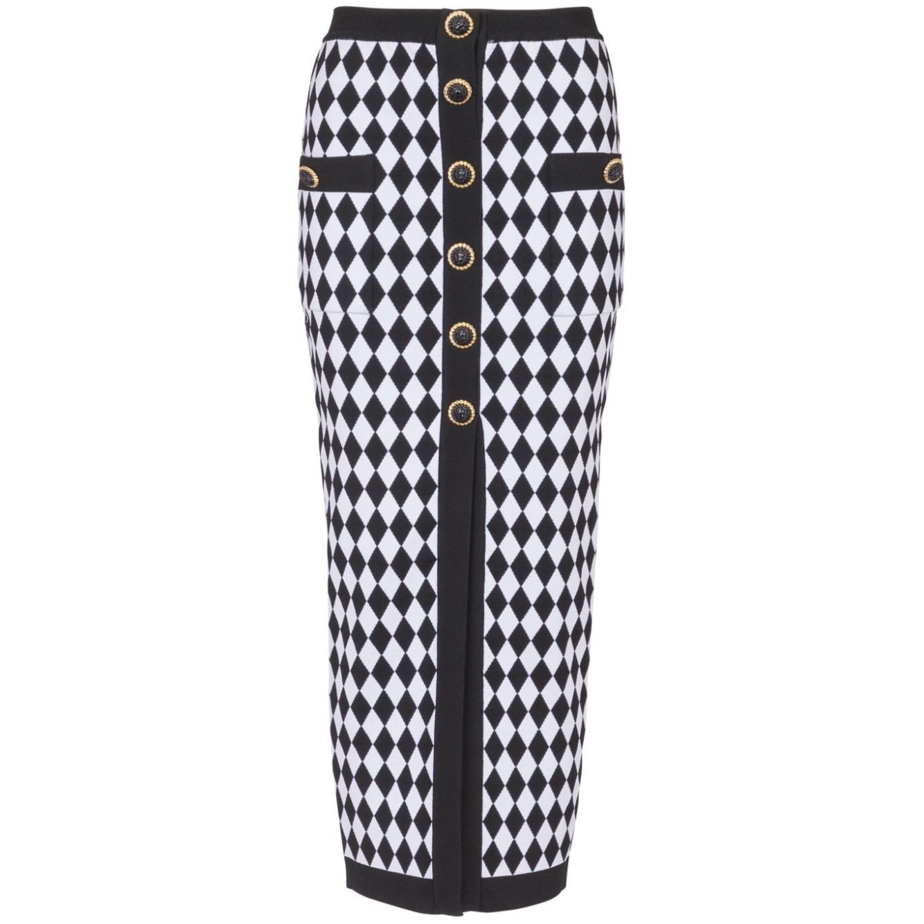 Balmain Diamond-intarsia knitted midi skirt Skirts