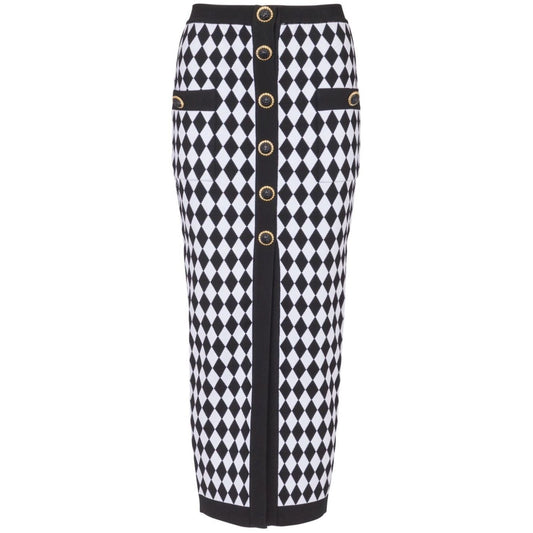 Balmain Diamond-intarsia knitted midi skirt Skirts