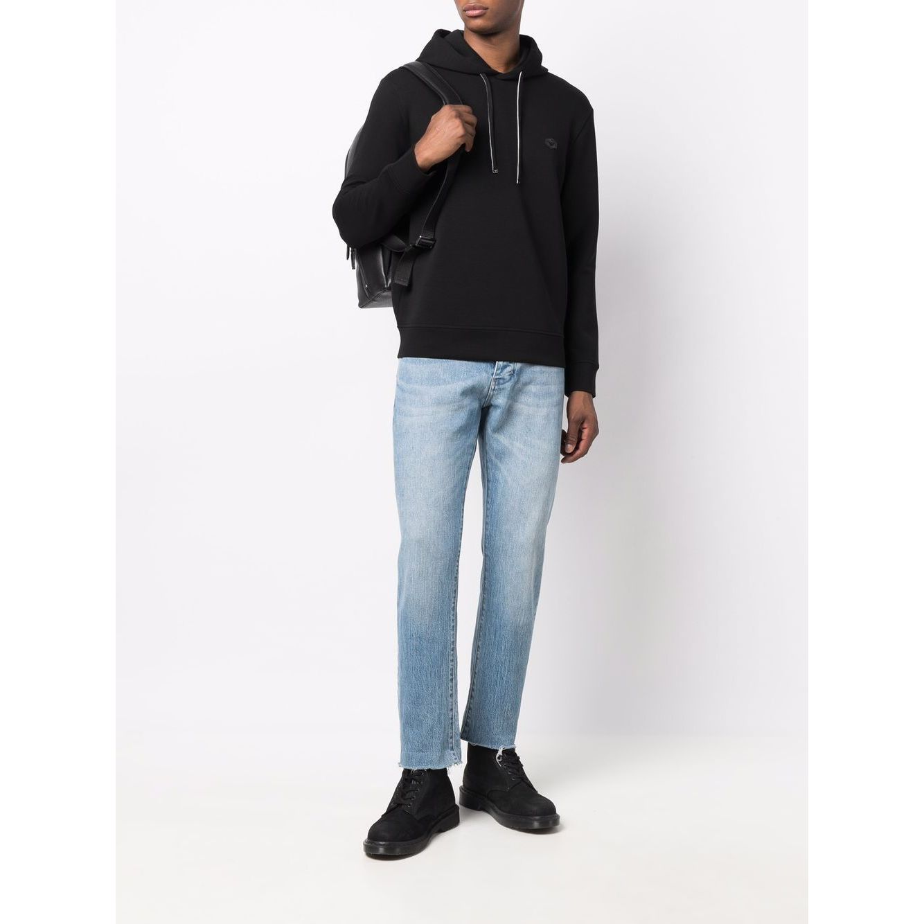 Emporio Armani Hooded sweatshirt with micro logo patch