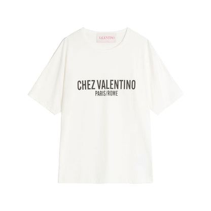Valentino Cotton T-Shirt With Chez Valentino Print Topwear