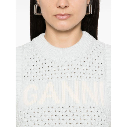 Ganni Openwork cotton vest Topwear