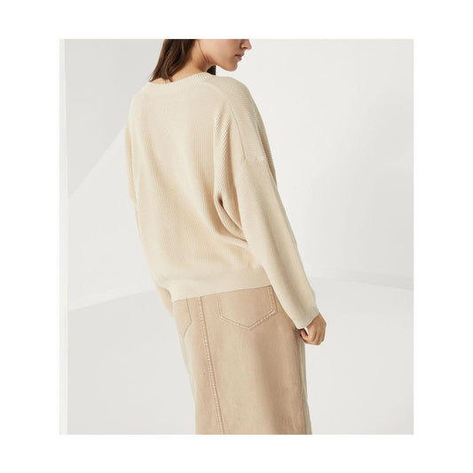 Brunello Cucinelli cotton english rib sweater with shiny detail Topwear