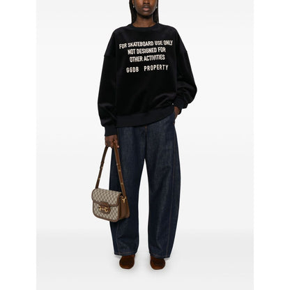 Golden Goose crew neck sweatshirt with embroidered lettering Topwear