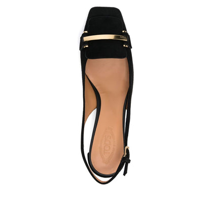 Tod's 50mm Suede Pumps with Back Strap Medium Heel