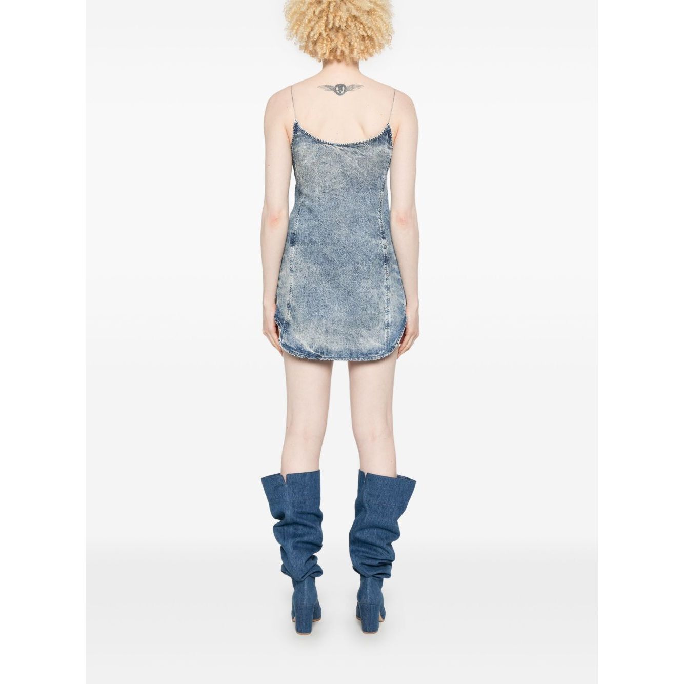 Diesel Tencel denim mini dress with fringes Dresses