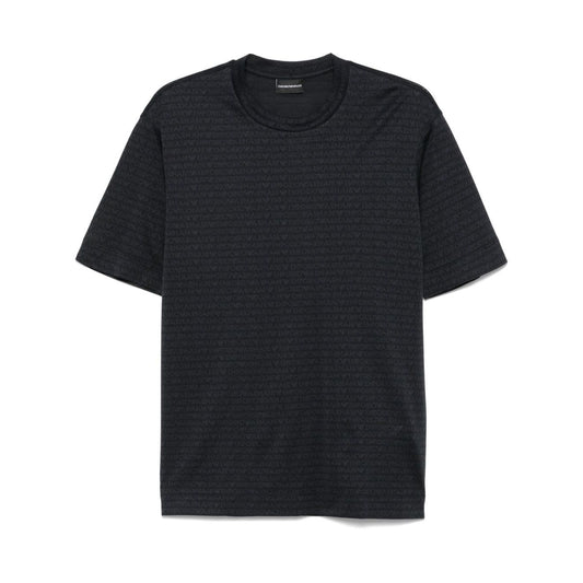 Emporio Armani jersey T-shirt with all-over flocked logo lettering