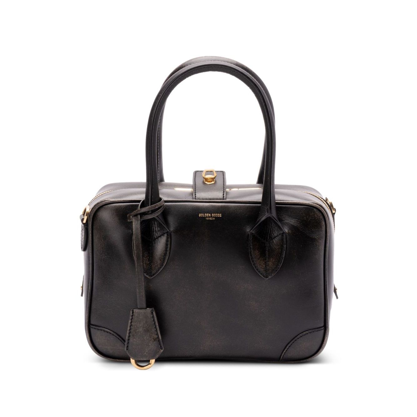 Golden Goose Vita Bag in smooth black leather and gold details Handbag