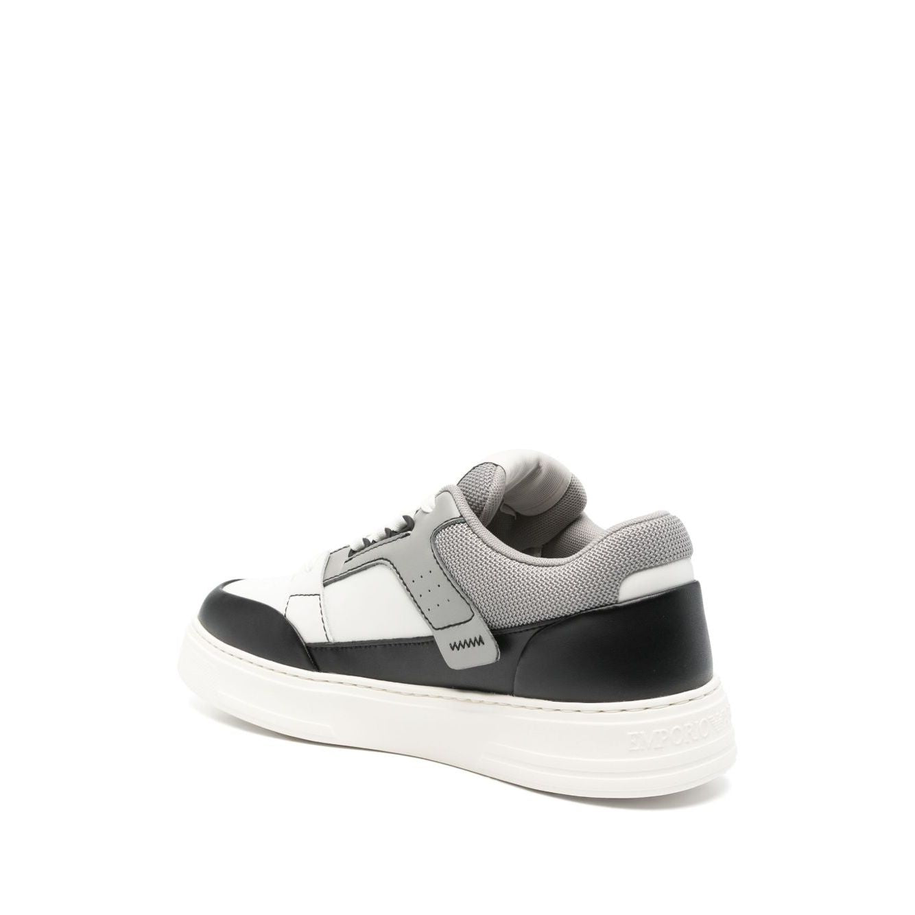 Emporio Armani Leather and mesh sneakers with contrasting details