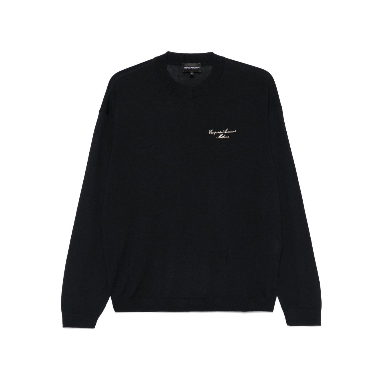 Emporio Armani Wool Blend Crewneck Sweater with Logo