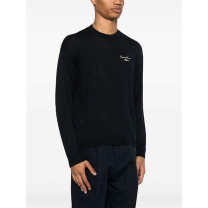 Emporio Armani Wool Blend Crewneck Sweater with Logo