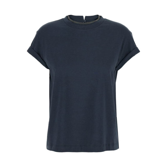 Brunello Cucinelli T-shirts and Polos Blue Topwear