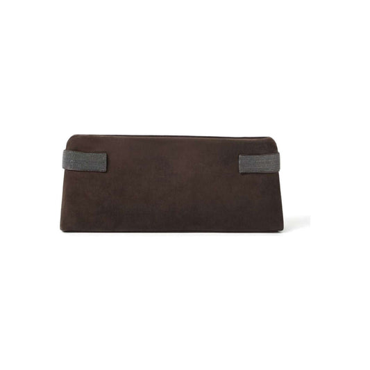 Brunello Cucinelli Essence pouch bag in suede with precious bands Clutches