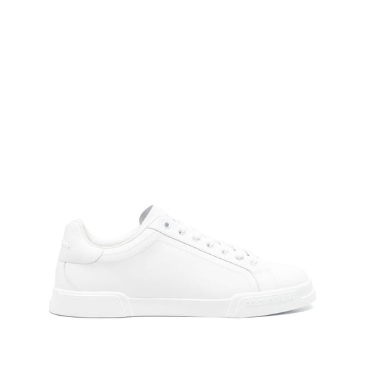 Dolce & Gabbana Sneakers White with lace-up fastening and flat rubber sole, featuring a logo patch on the tongue, Portofino leather.