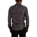 Dolce & Gabbana Elegant Silk Button Down Shirt Dolce & Gabbana Dark Slate Gray