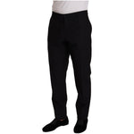 Dolce & Gabbana Elegant Dark Blue Wool Silk Tuxedo Trousers Dolce & Gabbana Black