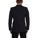 Dolce & Gabbana Sleek Navy Martini Slim Fit Wool Blazer Dolce & Gabbana Black