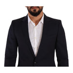 Dolce & Gabbana Sleek Navy Martini Slim Fit Wool Blazer Dolce & Gabbana Black