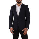 Dolce & Gabbana Sleek Navy Martini Slim Fit Wool Blazer Dolce & Gabbana Black