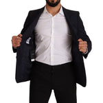 Dolce & Gabbana Sleek Navy Martini Slim Fit Wool Blazer Dolce & Gabbana Black