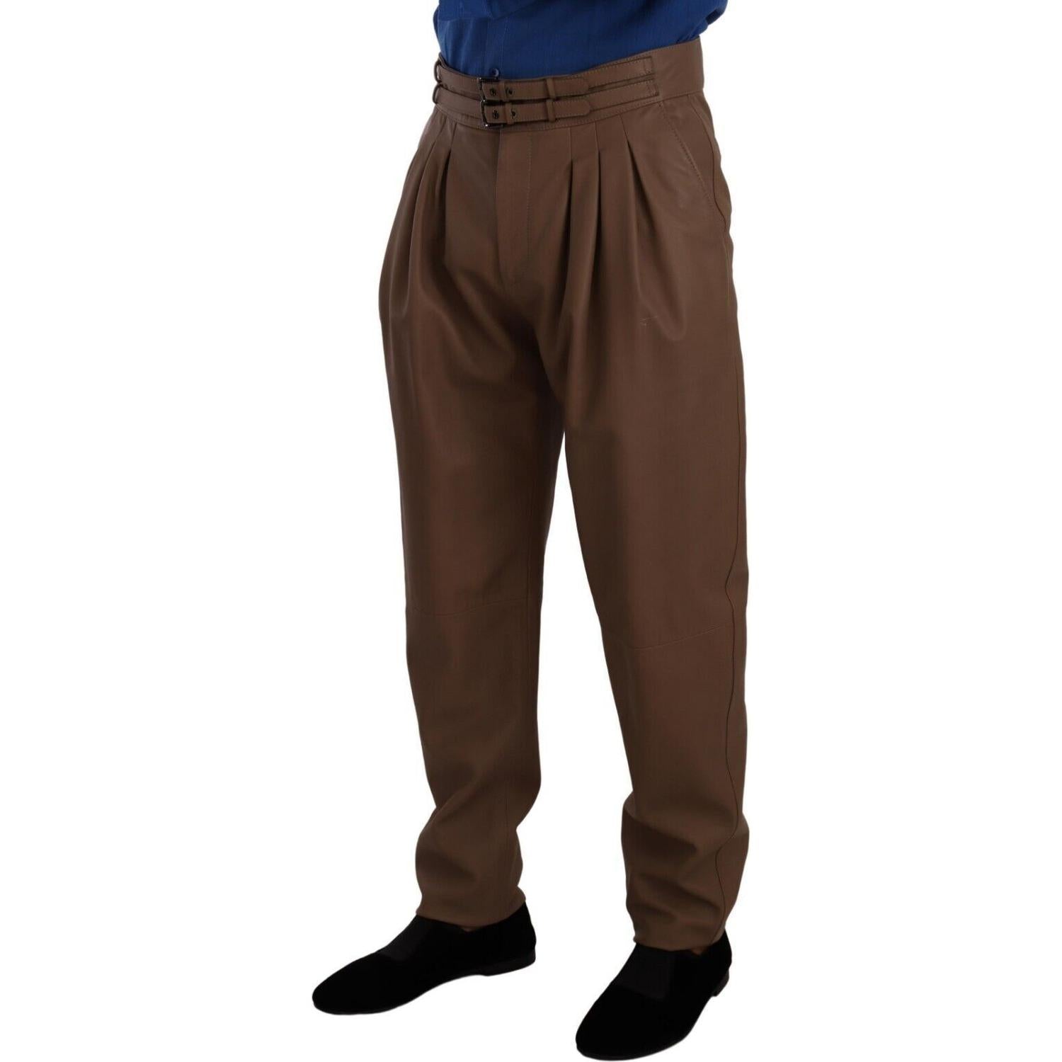 优雅锥形高腰皮裤