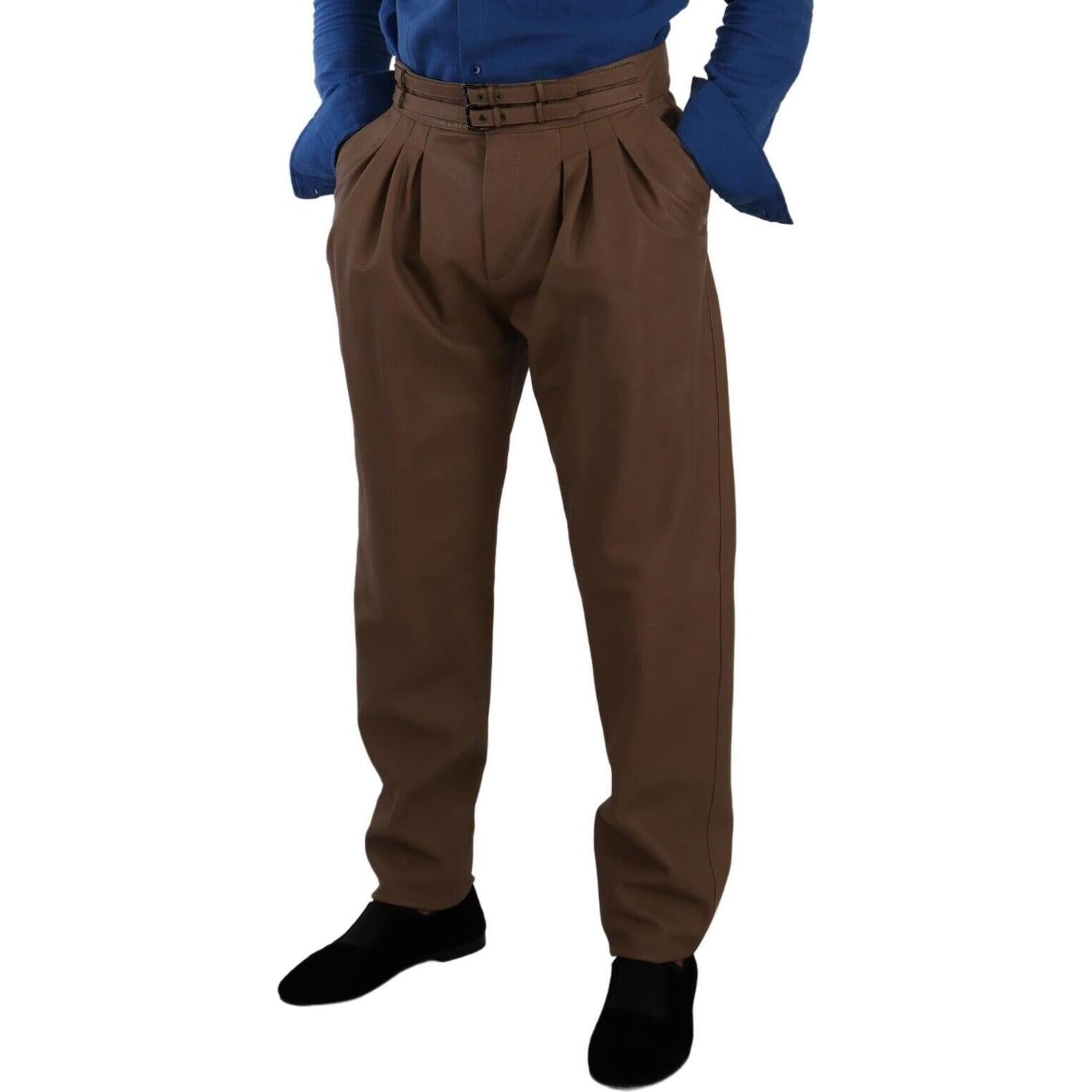 优雅锥形高腰皮裤