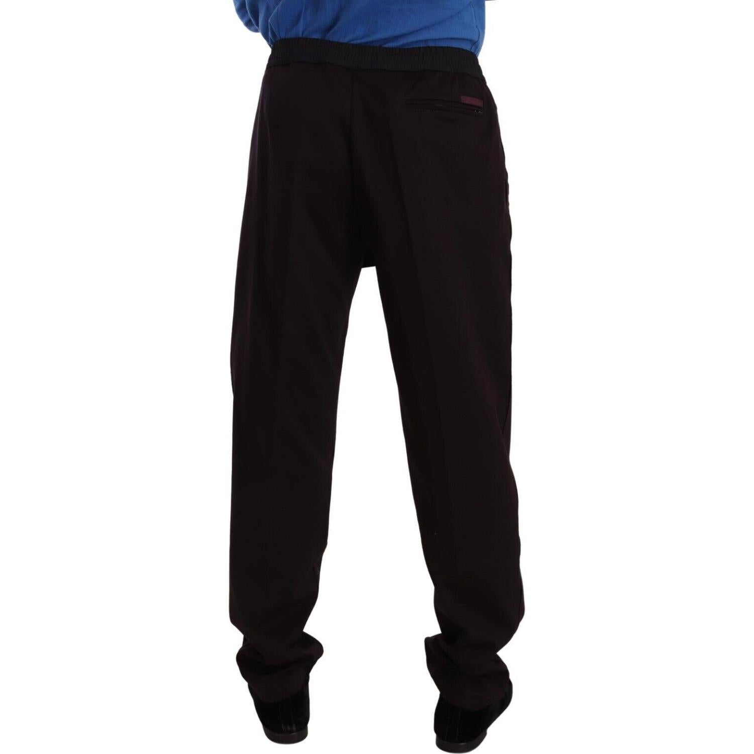 优雅的勃艮第色棉质慢跑裤