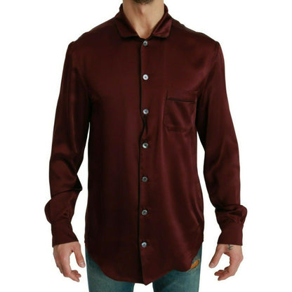 Dolce & Gabbana Bordeaux Silk Pajama Casual Shirt