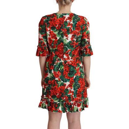 Dolce & Gabbana Multicolor Red Floral Shift Gown Dress