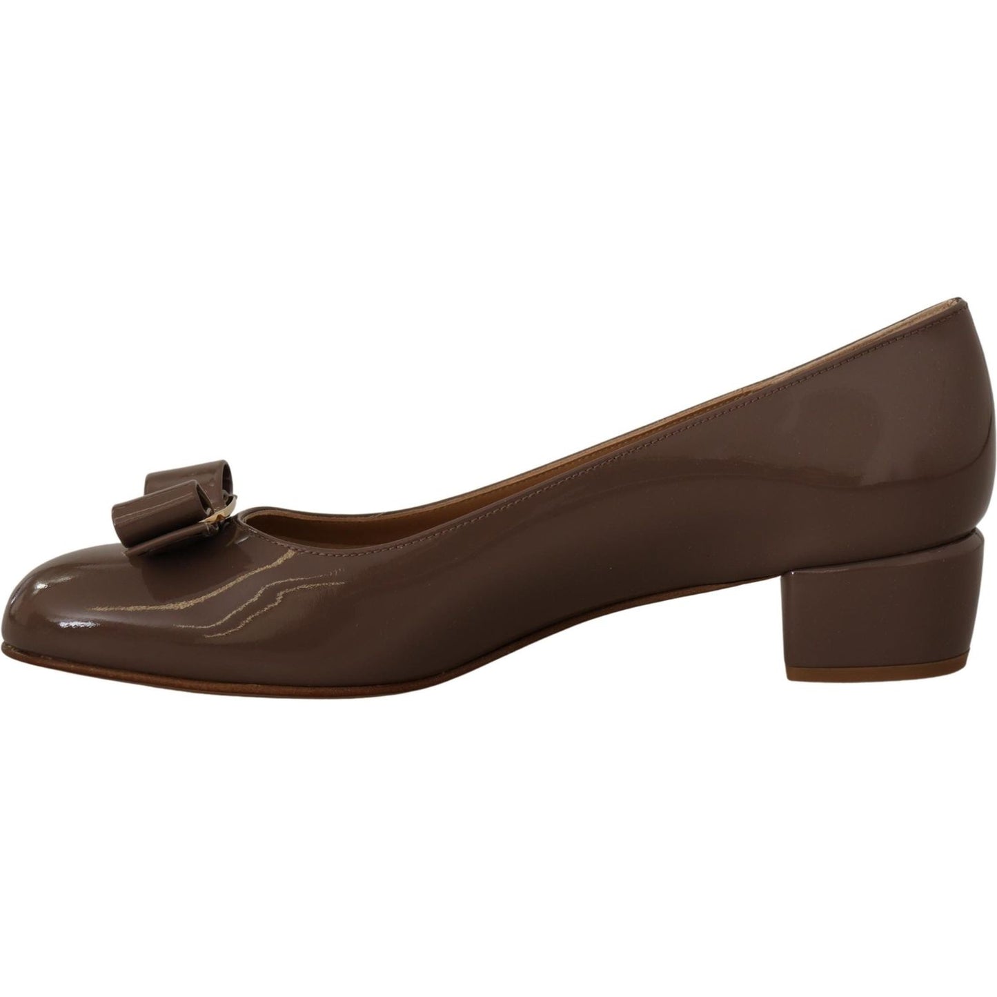 Salvatore Ferragamo Brown Naplak Calf Leather Pumps Shoes WOMAN PUMPS