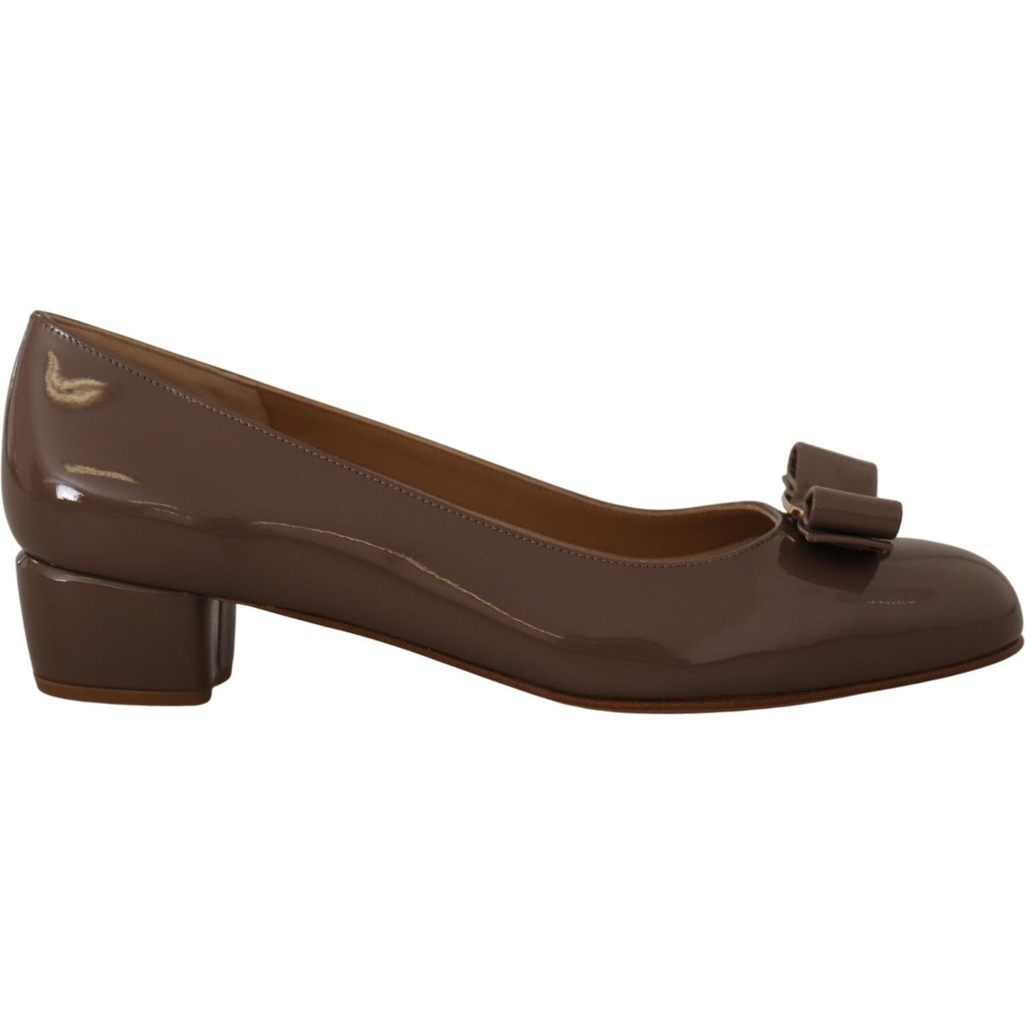 Salvatore Ferragamo Brown Naplak Calf Leather Pumps Shoes WOMAN PUMPS