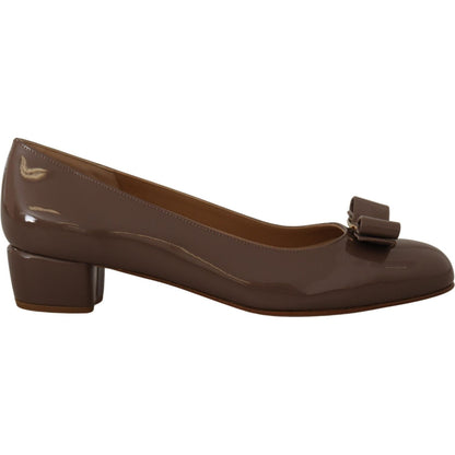 Salvatore Ferragamo Brown Naplak Calf Leather Pumps Shoes WOMAN PUMPS