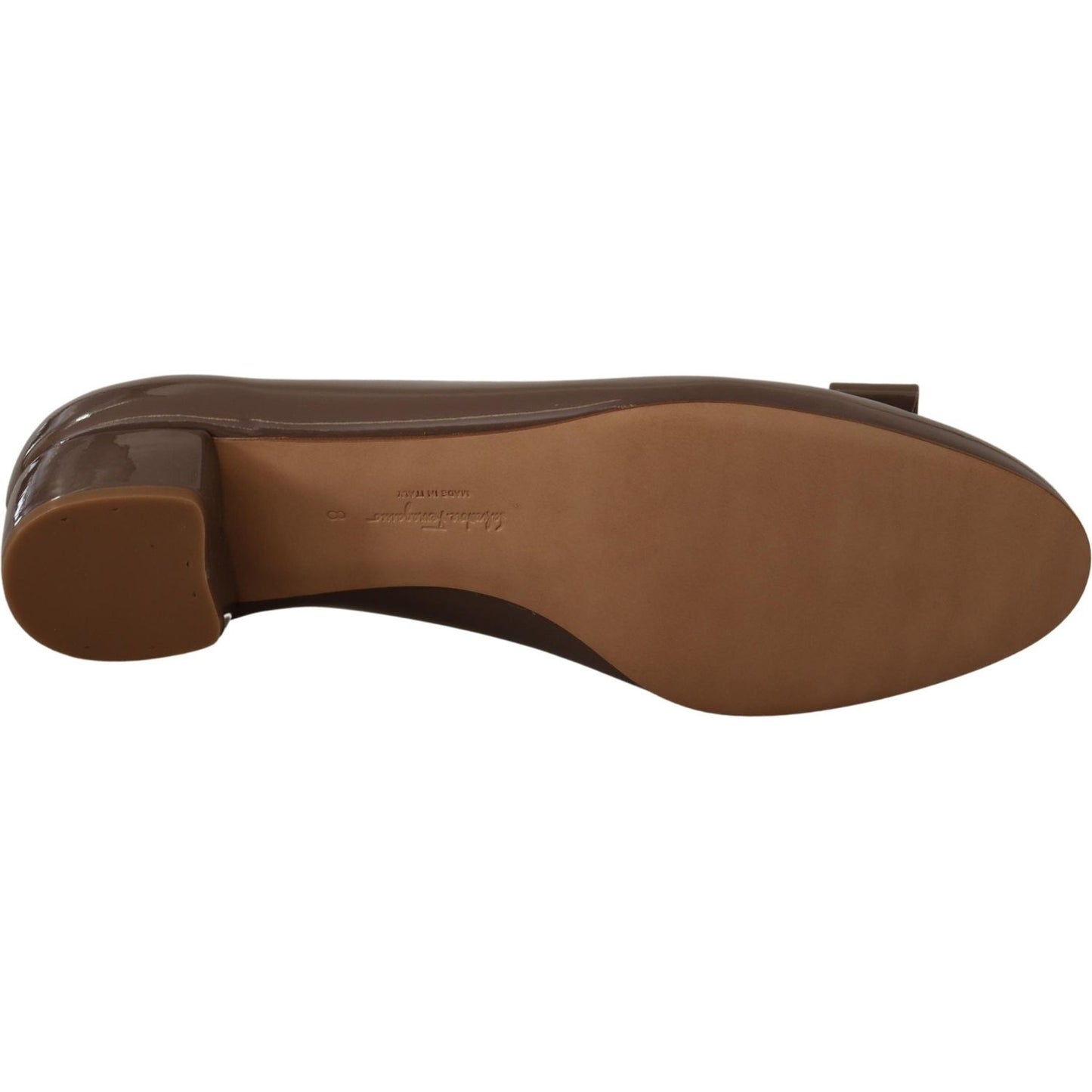 Salvatore Ferragamo Brown Naplak Calf Leather Pumps Shoes WOMAN PUMPS