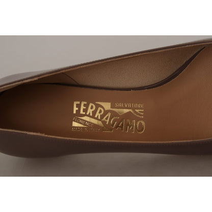 Salvatore Ferragamo Brown Naplak Calf Leather Pumps Shoes WOMAN PUMPS