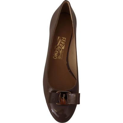 Salvatore Ferragamo Brown Naplak Calf Leather Pumps Shoes WOMAN PUMPS