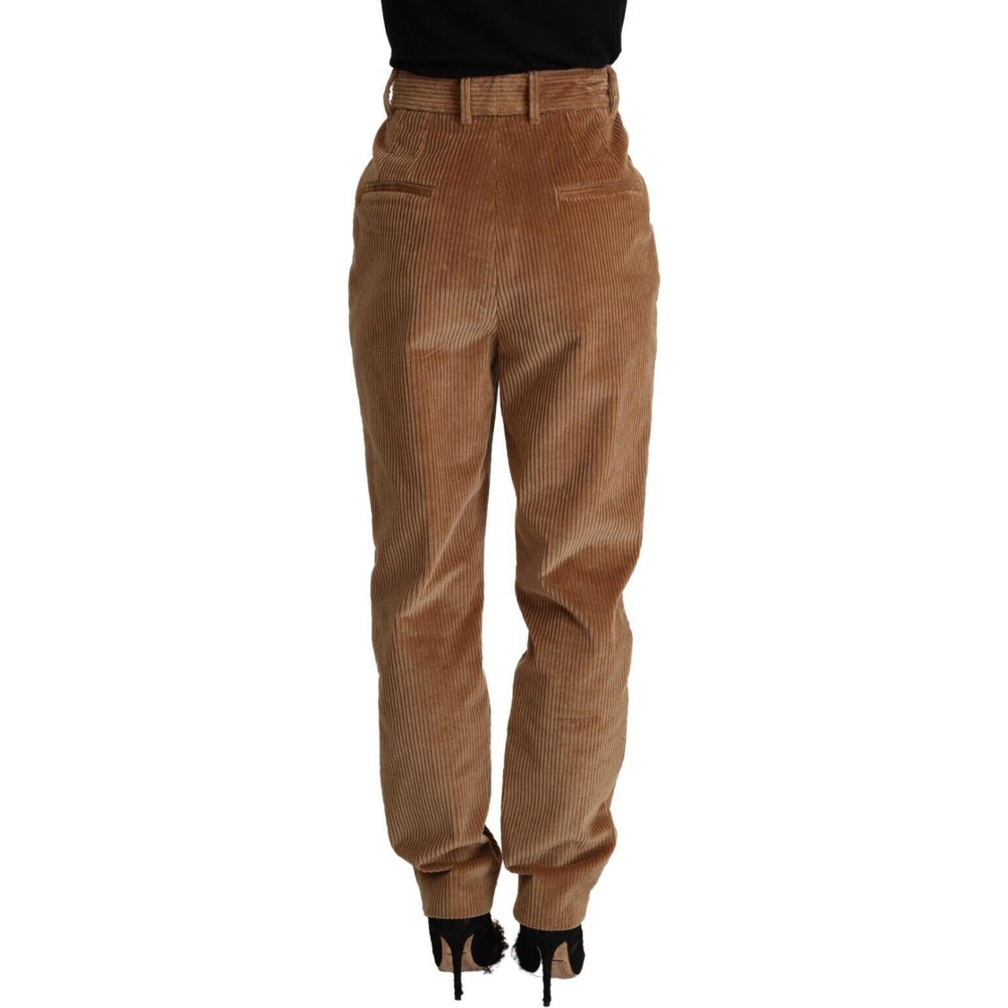 Dolce & Gabbana Brown Cotton Corduroy High Waist Skinny Pants