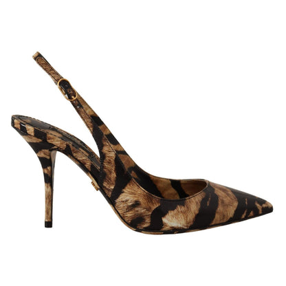 Dolce & Gabbana Brown Slingbacks Leather Tiger Shoes