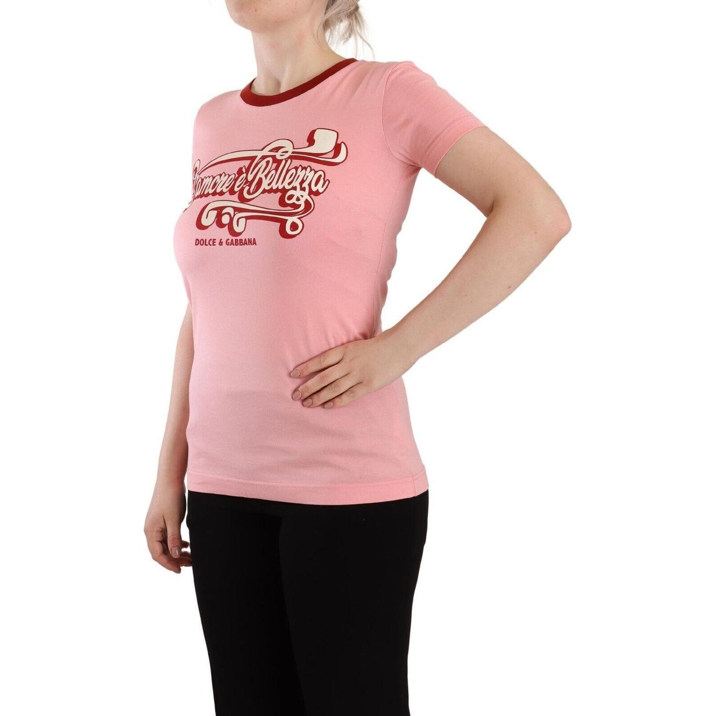 Dolce & Gabbana Pink Cotton Short Sleeves Crewneck T-shirt Top