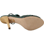 Dolce & Gabbana Green Python Strap Sandals Heels Shoes