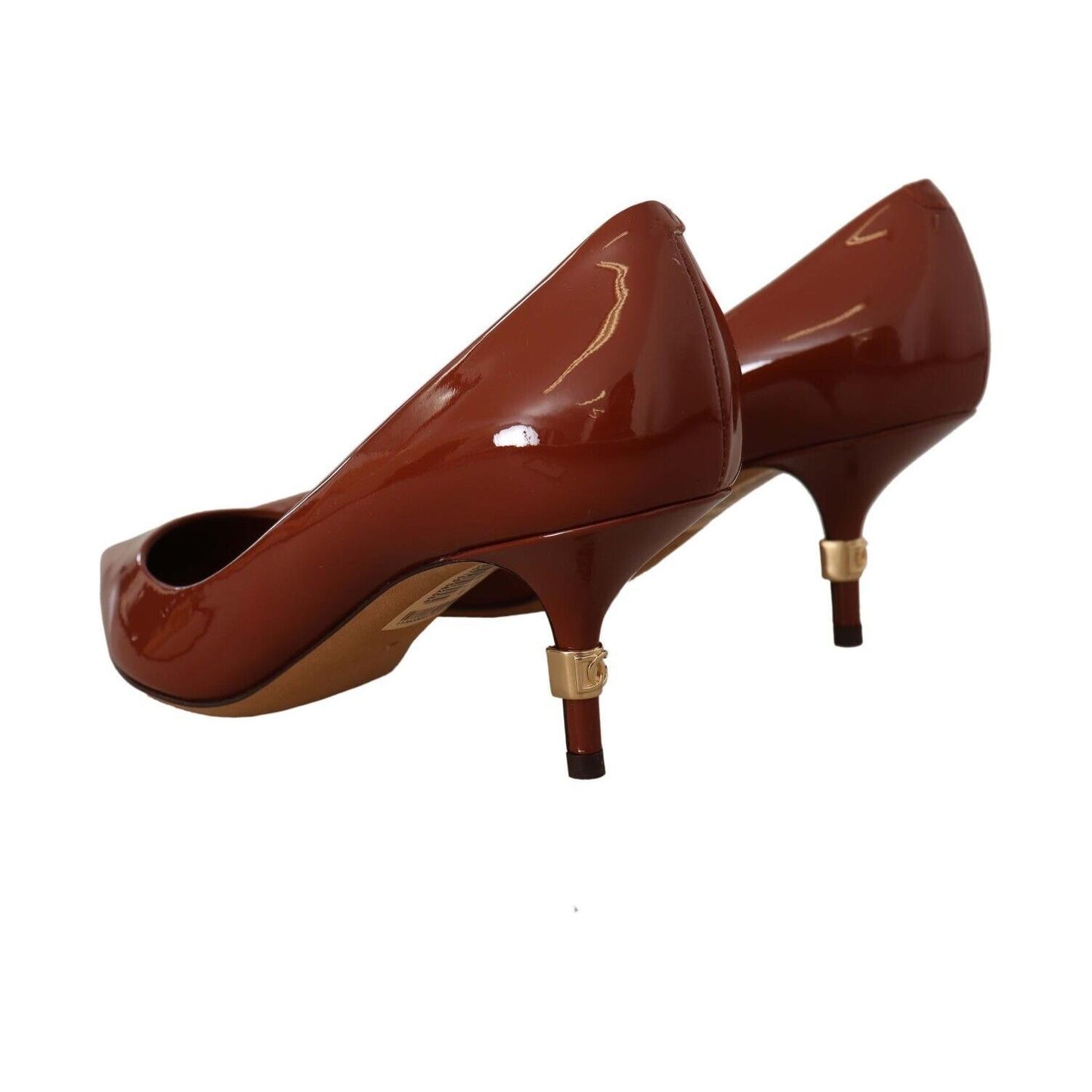 Dolce & Gabbana Brown Kitten Heels Pumps Patent Leather Shoes