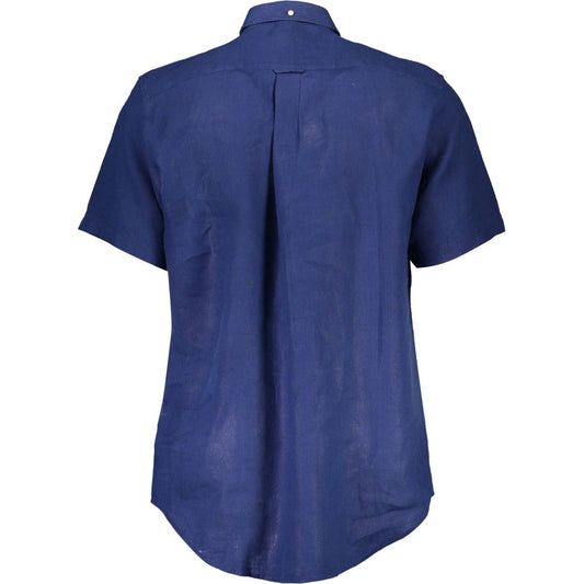 Gant Elegant Blue Linen Button-Down Shirt GA-14103-M-FBB-180