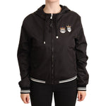 Dolce & Gabbana Black Polyester Hooded Bomber Full Zip Jacket