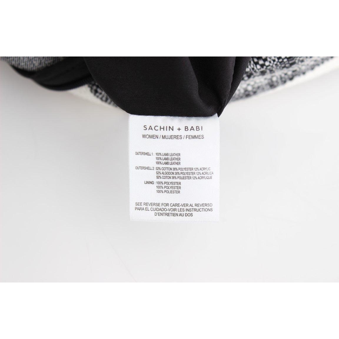 تنورة ليزا الجلدية الأنيقة باللونين الأسود والرمادي من Sachin &amp; Babi