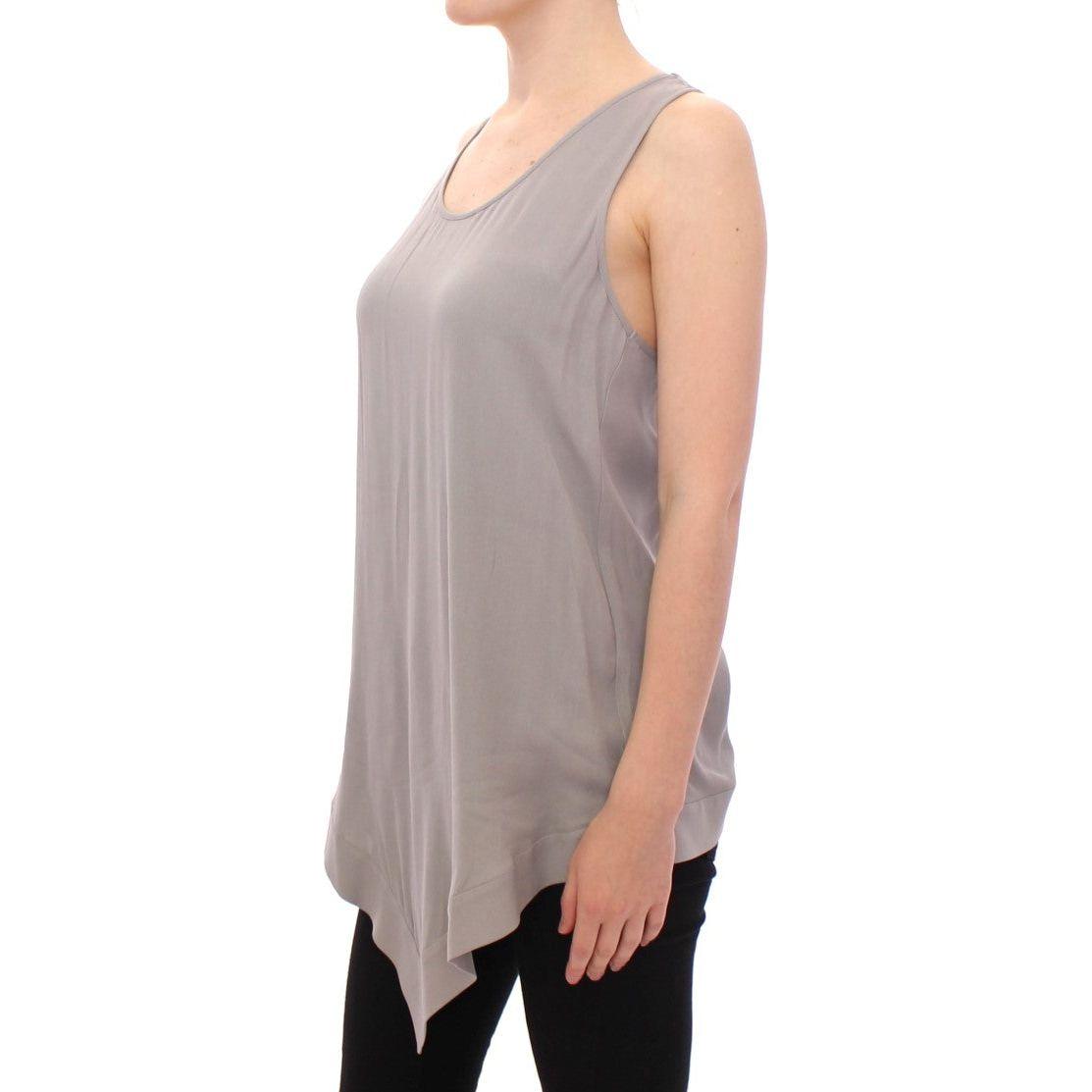 Comeforbreakfast Gray Viscose Tank Top Shirt Blouse