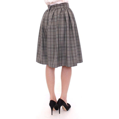 NOEMI ALEMÁN Gray Checkered Wool Shorts Skirt
