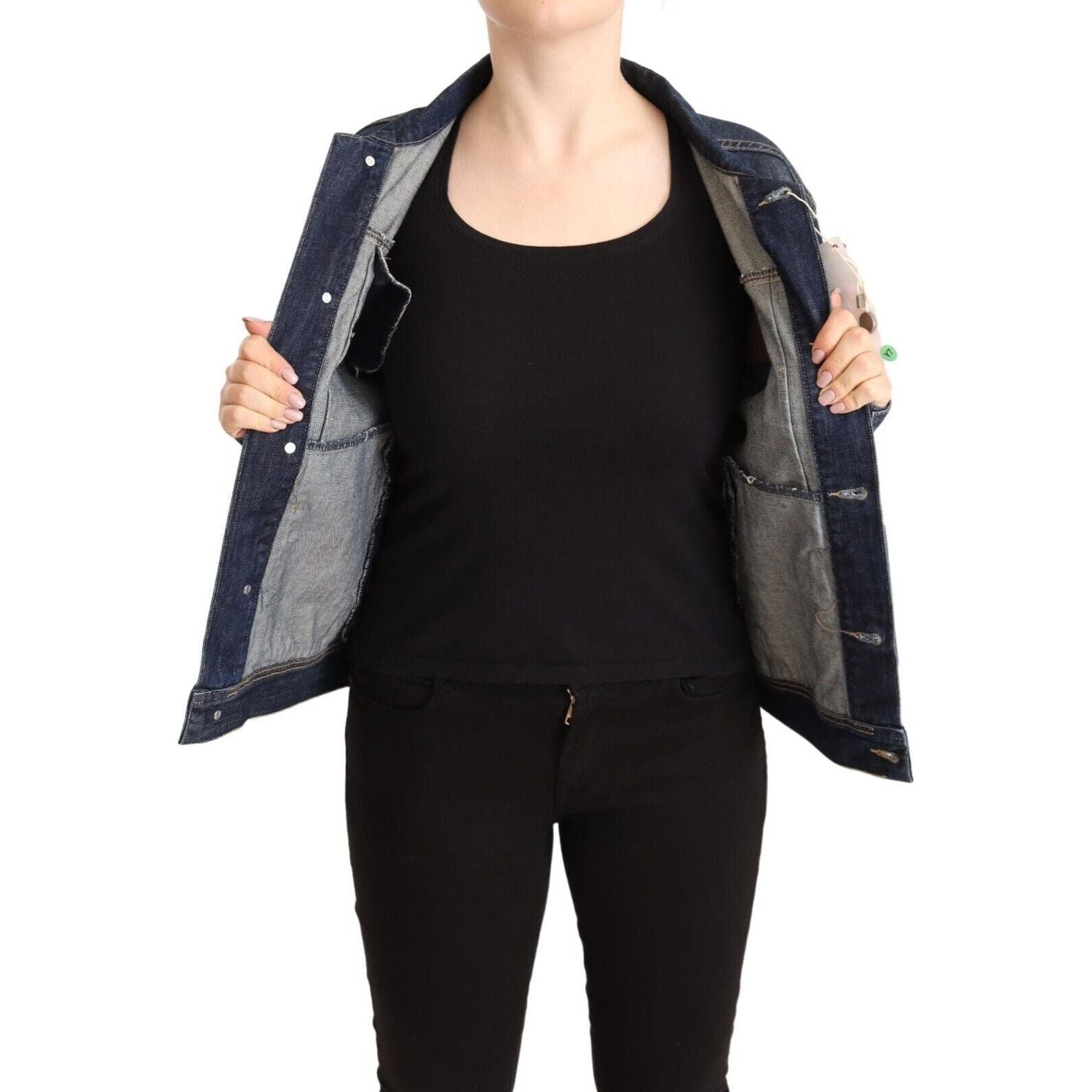 优雅深蓝色牛仔夹克